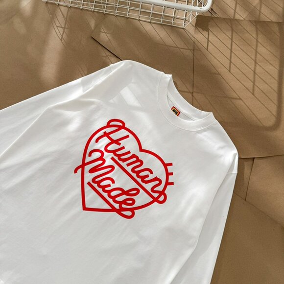 Human Made White Long Sleeves With Letter Lines And Heart Print - Picture 5 of 7